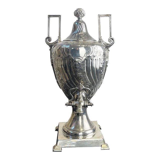 Monumental English Victorian Silver-Plated Tea Urn by James Dixon & Sons, Sheffield For Sale