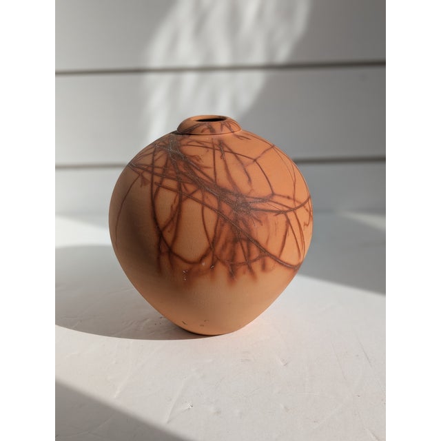 Late 20th Century Early 20th Century Raku Ceramic Horsehair Signed Pottery Vase For Sale - Image 5 of 10