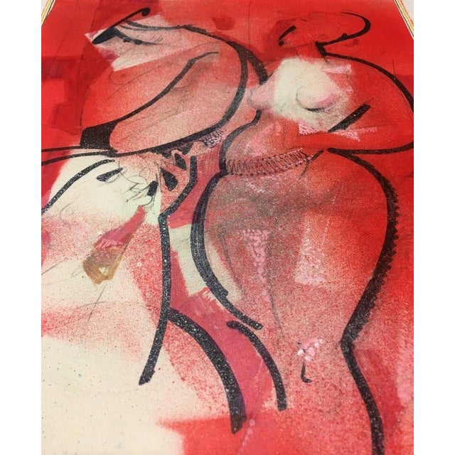 Nude, Three Women Lovemaking, Mixed Media For Sale - Image 11 of 13