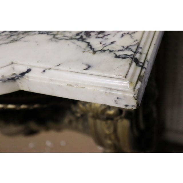 Early 20th Century Figural Giltwood and Walnut French Belle Epoque Console Table Buffet Marble Top For Sale - Image 4 of 12
