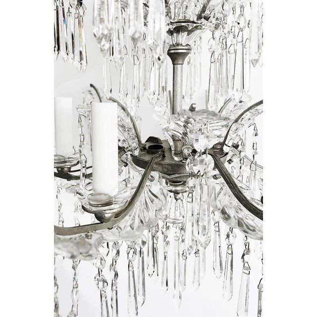 Silver Mid 20th Century Fine Quality Six-Arm Crystal Chandelier, Schoenbeck Lighting Attributed For Sale - Image 8 of 9