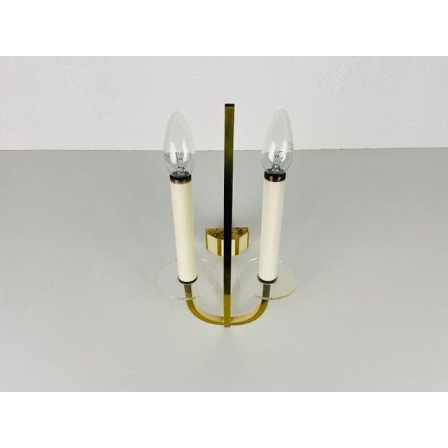 Brass 1960s Brass and Glass Sconces, Germany - A Pair For Sale - Image 8 of 10