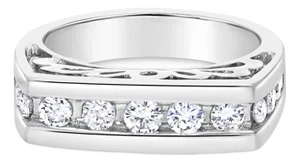 Mens Diamond Wedding Band .80cttw 14k White Gold, Size 11