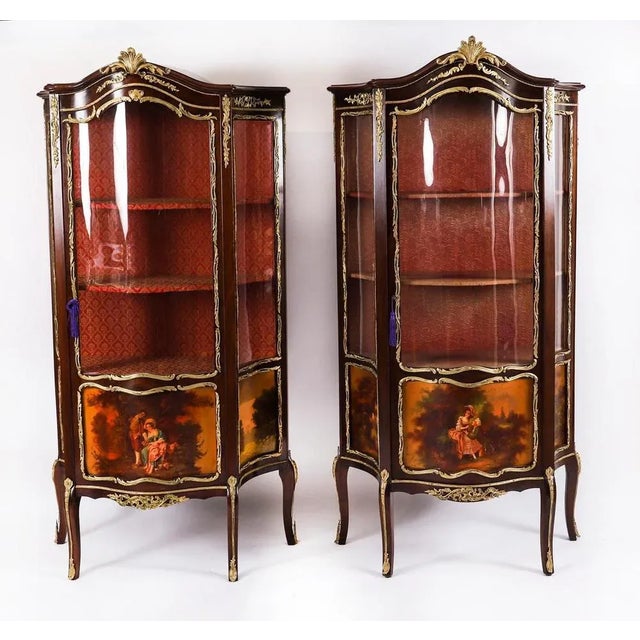 Antique 19th Century French Vitrine Display Cabinets by Vernis Martin For Sale - Image 3 of 18