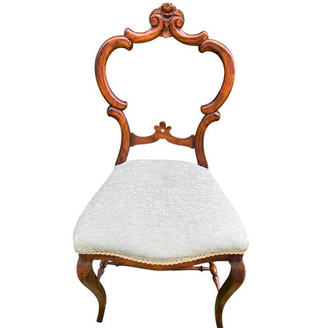 Antique Victorian Rosewood Parlor or Dressing Chair For Sale - Image 4 of 12