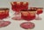 Moser Glassworks Vintage Mid-Century Bohemian Ruby Red Art Glass 24k Gold 7pc Pedestal Salad Dessert Serving Set For Sale - Image 4 of 13