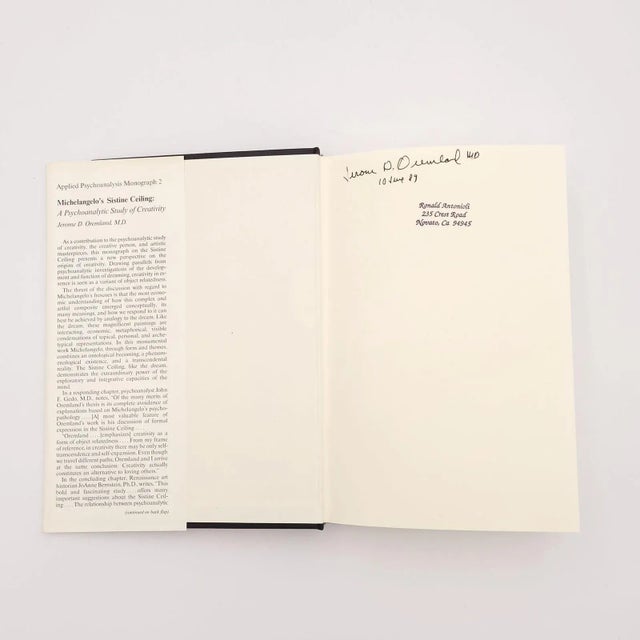 Oremland, "Michelangelo's Sistine Ceiling: A Psychoanalytic Study of Creativity", 1989, Signed For Sale - Image 4 of 7