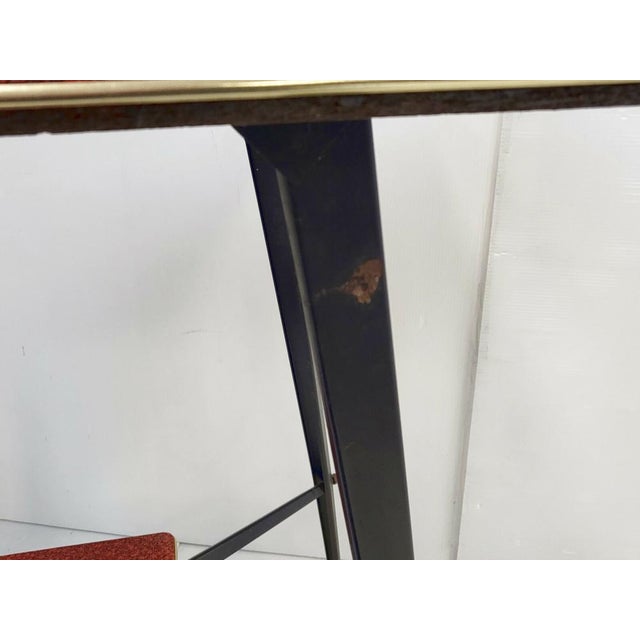 1960s Vintage Rolling Serving Table in Tapered Steel and Faux Leather, 1960s For Sale - Image 5 of 9