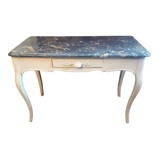 1960s Pale Gray Marble Top Louis Xv Style French Console,desk or Hall Table For Sale