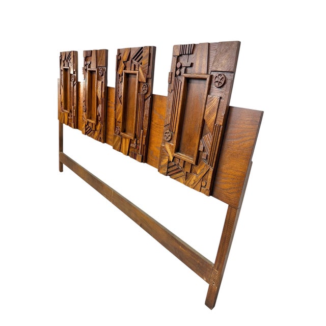Mid-Century Modern Mid-Century Modern Brutalist King Size Walnut Headboard For Sale - Image 3 of 6