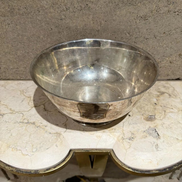 Mid-Century Modern Bullocks Silverplated Bowl, Mid-Century Modern, 10-Inch Diameter, Usa For Sale - Image 3 of 10