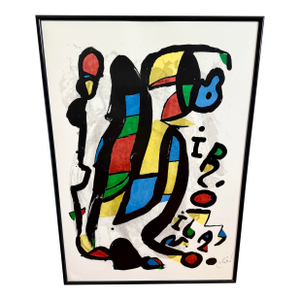 Mid Century Modern Framed Joan Miro Artwork