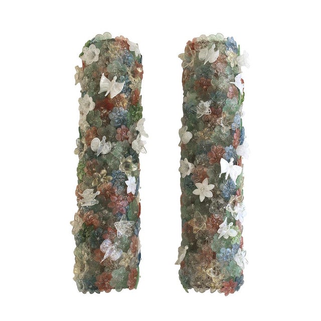 Glass Mid-Century Modern Murano Glass Sconces with Floral Motifs from Seguso, 1970s, Set of 2 For Sale - Image 7 of 7