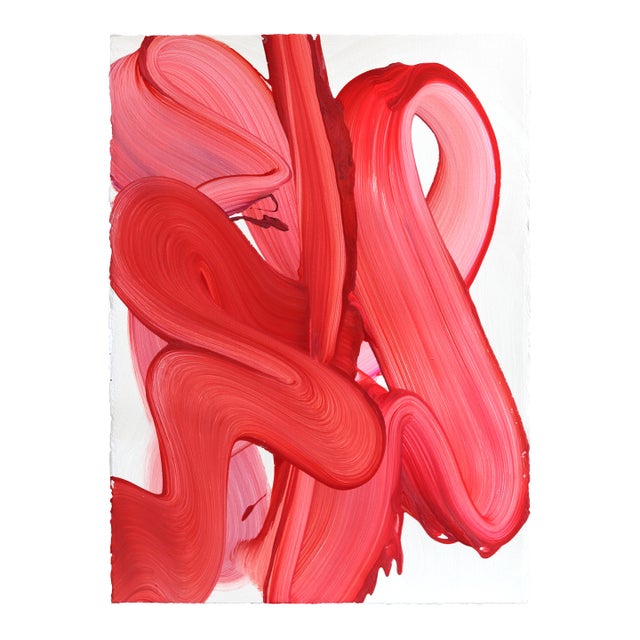 Avp_1629 - Original Abstract Red Tone Contemporary Acrylic Painting on Paper by Alex Voinea For Sale
