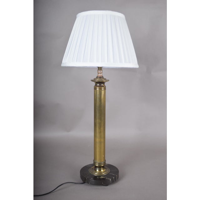 Vintage Brass Column Table Lamp with Marble Base, 1950s For Sale - Image 4 of 10