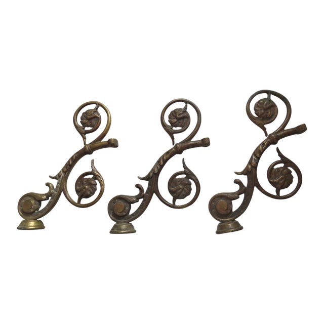 Set of Three 19th Century Architectural Bronze Piece Stairway Balustrade Rosette For Sale