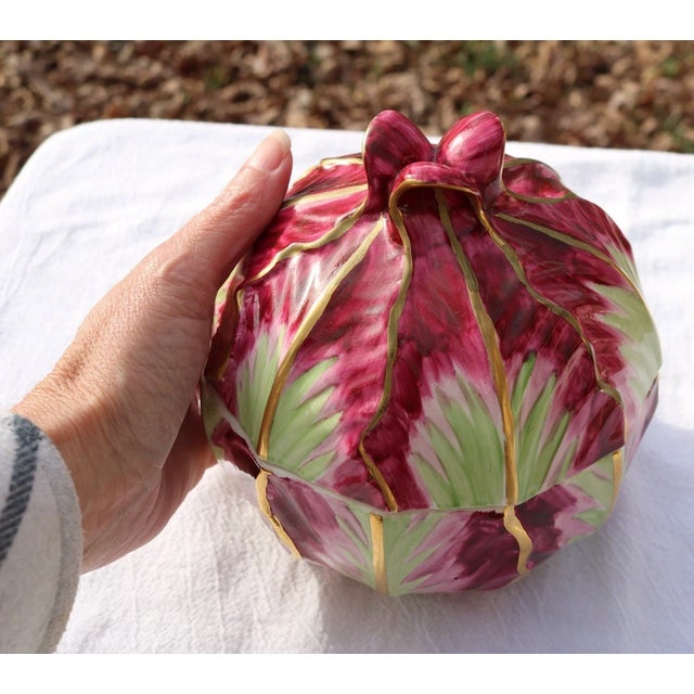Mid Century Mottahedeh Red Cabbage Tureen With Under Plate For Sale - Image 11 of 11