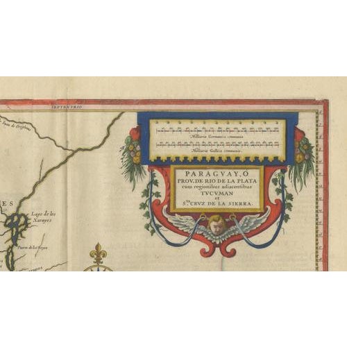 Blaeu Paraguay Map, Rio De La Plata, Antique Engraving, South America 1642 For Sale - Image 4 of 11