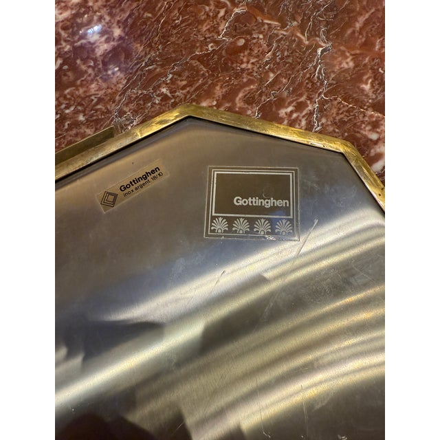 Serving Tray by Göttinghen, Brass and Stainless Steel, 1970s For Sale - Image 4 of 8