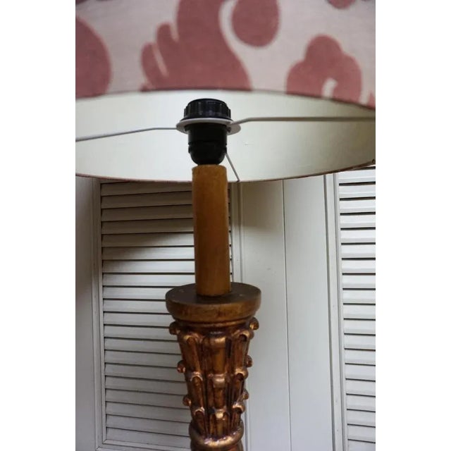 Italian Florentine Torchère Floor Lamp in Hand-Carved Gold-Gilt and Green Wood, 1950s For Sale - Image 11 of 13