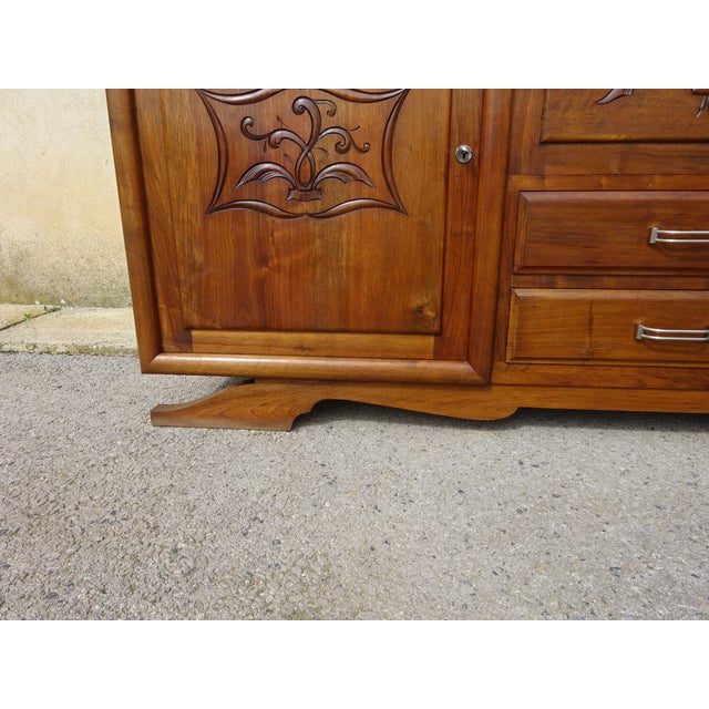 Mid-Century Modern Large Vintage Sideboard in Walnut and Black Marble, 1950s For Sale - Image 3 of 18