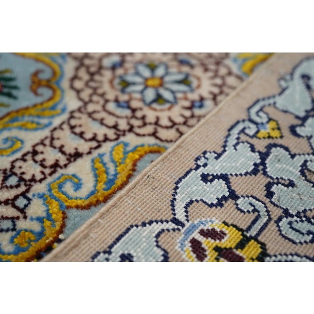 Ecru Extremely Fine Persian Isfahan Wool and Silk Rug 4'1'' X 6'4'' For Sale - Image 8 of 9