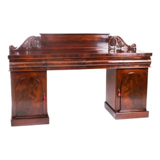 Antique Victorian Pedestal Sideboard For Sale