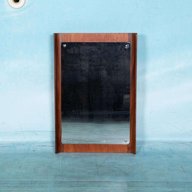 Brown Vintage Scandinavian Mirror in Teak For Sale - Image 8 of 10