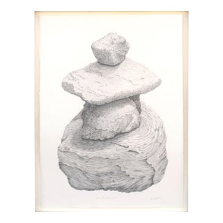 Rock Stack, Contemporary Nature Still-Life Pencil on Paper by Kate Scott For Sale