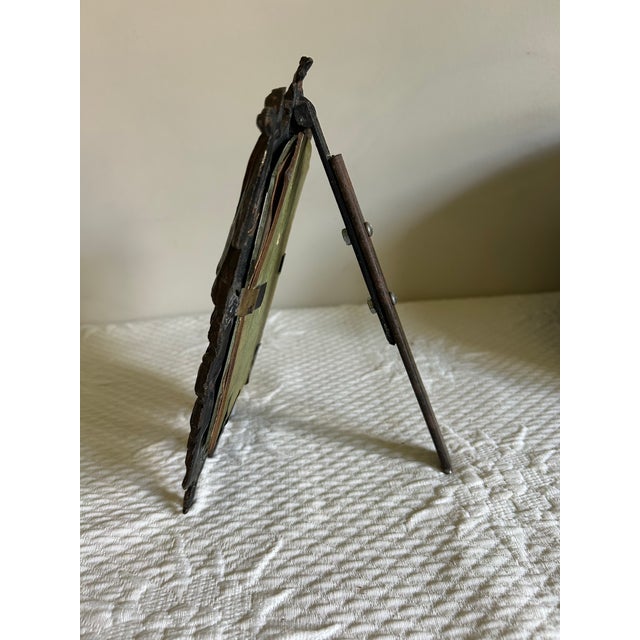 Metal Antique Bronze Tabletop Picture Frame With Cupid and Harp For Sale - Image 7 of 9