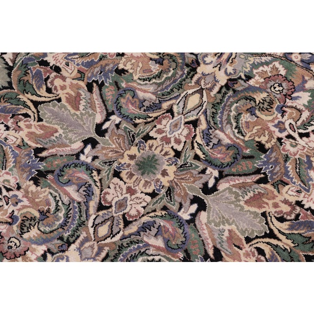Shabby Chic Pak-Persian Black/Gray Wool Round Rug- 8'10'' X 9'0'' For Sale In New York - Image 6 of 9
