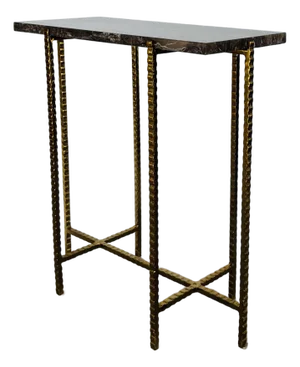 Currey & Company Modern Brown Marble and Gold Flying Side Table