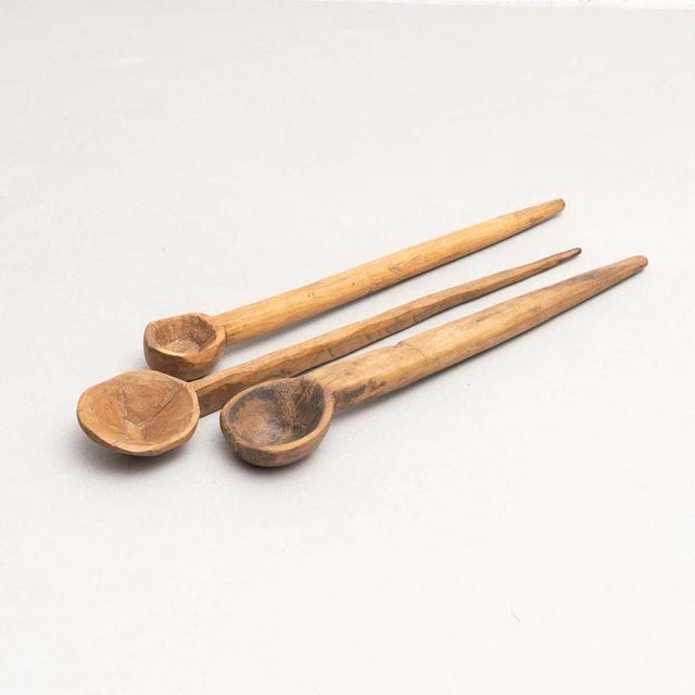 Traditional Pastoral Wooden Spoons, 1940s, Set of 3 For Sale - Image 6 of 18