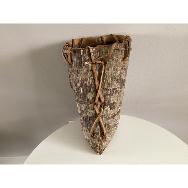 Brown Native American Style Handmade Bark Basket or Berry Basket For Sale - Image 8 of 10