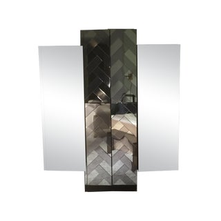 Vintage Ello Chevron Mirrored Armoire For Sale