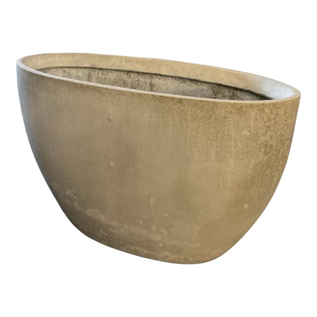Large Mid-Century Modern Style Oval Concrete-Resin Planter For Sale