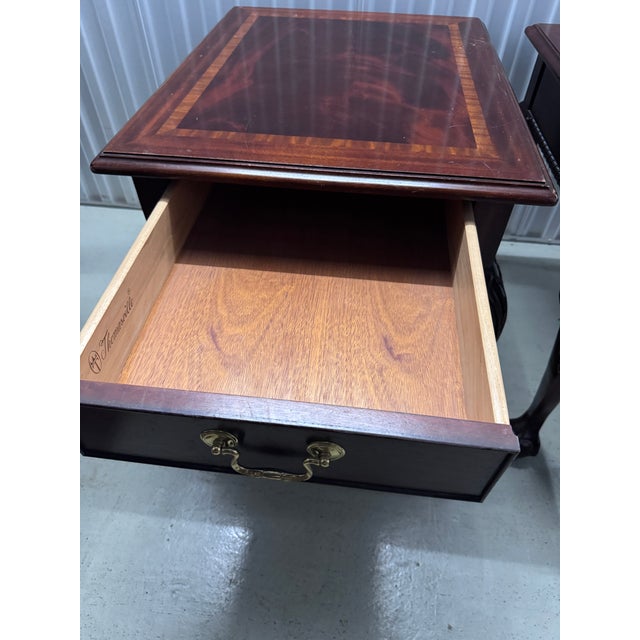 Late 20th Century Thomasville Mahogany End Tables – Chippendale Ball & Claw – Matched Pair For Sale - Image 12 of 12