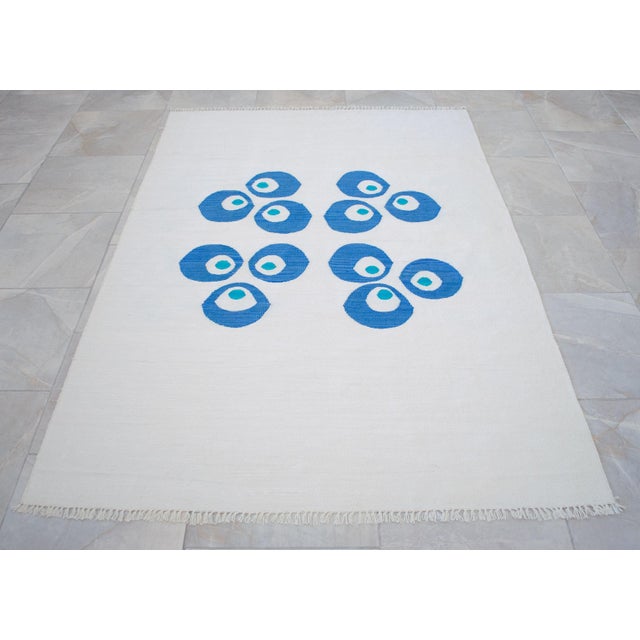 2020s Turkish Silk Rug Kilim Hand Woven Chintemani Motif Oushak Area Rug - 4′3″ × 6′3″ For Sale - Image 5 of 14