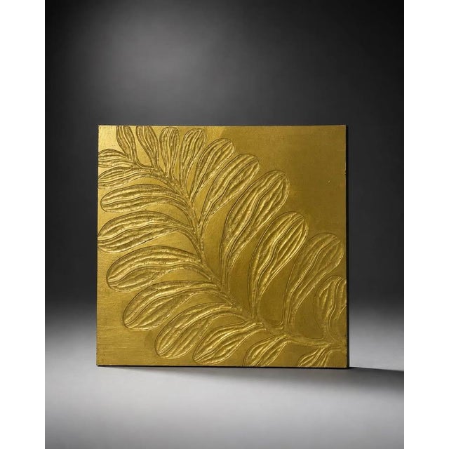 Late 20th Century Metallic Gold Botanical Relief Wall Plaque For Sale - Image 5 of 6
