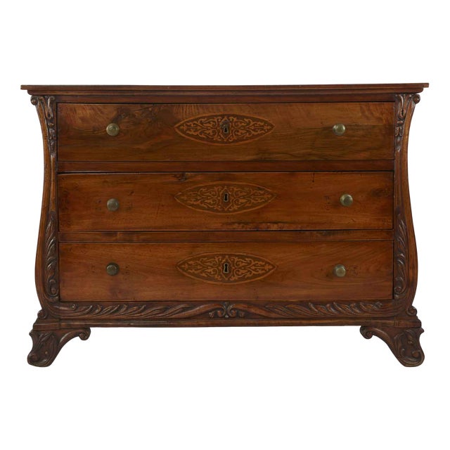 Walnut Lyre Chest with Three Drawers, 1800 For Sale