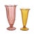 A lovely set of two trumpet-shaped Art Deco vases made of colored pressed glass; the amber one is possibly by Val Saint...