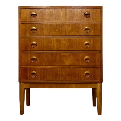 Small Vintage Danish Bow Front Dresser in Teak, 1960s For Sale