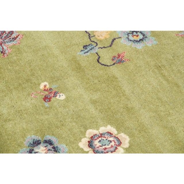 Rug & Kilim Contemporary Chinese Deco Style Square Green Wool Rug by Rug & Kilim For Sale - Image 4 of 7