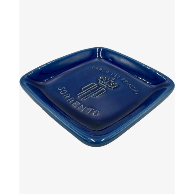 Mid 20th Century Vintage 5-Star Parco Dei Principi Sorrento Hotel Ashtray Dish Italy Blue Ceramic For Sale - Image 5 of 12