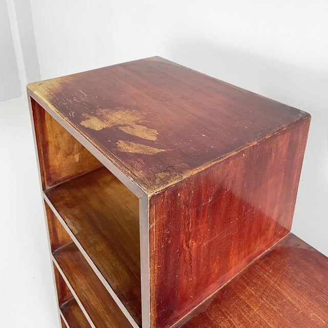 1940s Art Deco Italian Rectangular Bookcase in Red Wood, 1940s For Sale - Image 5 of 18