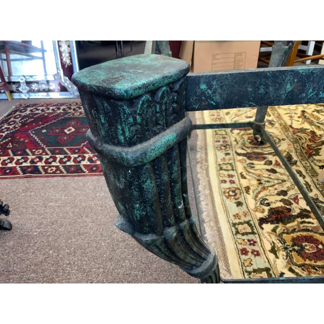 Mid 20th Century Mid 20th Century Iron Neoclassical Table Base With Faux Verdigris Finish For Sale - Image 5 of 13