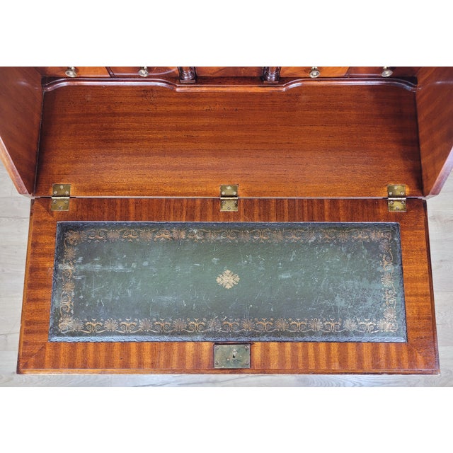 Vintage Writing Bureau Desk in Leather and Mahogany, 1960s For Sale - Image 12 of 18