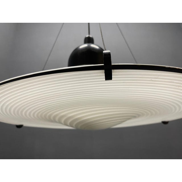 Architectural Black and White Swirl Murano Glass Pendant from Venini, 1980s For Sale - Image 6 of 10