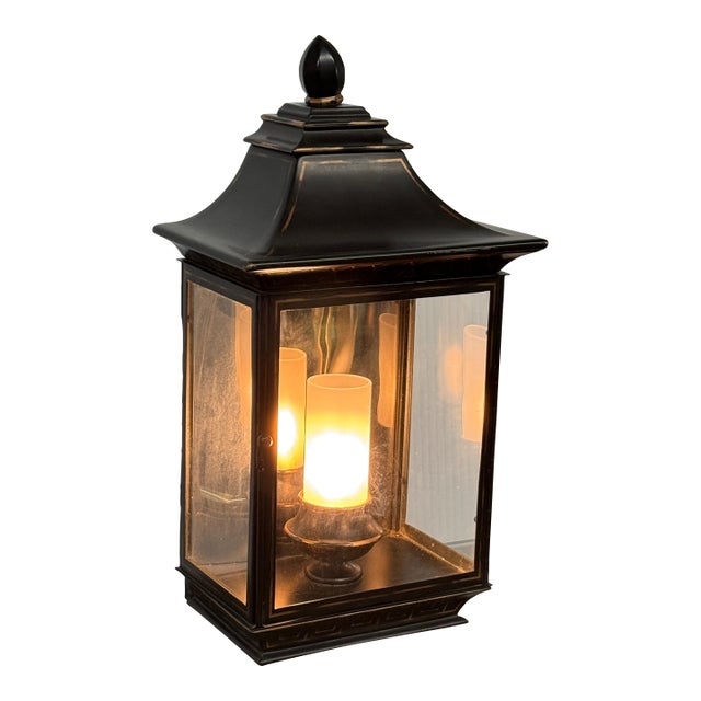 Pagoda Burnished Metal Wall Sconce, Large For Sale