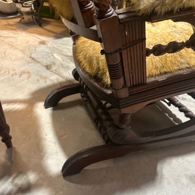 Vintage Faux Fur Barley Twist Rocking Chair For Sale - Image 10 of 12